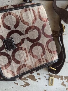 Coach Brown and Tan Signature 'C' Crossbody Bag